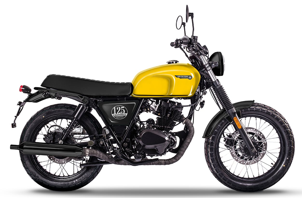 Brixton Cromwell 125 in Submarine Yellow on a white background