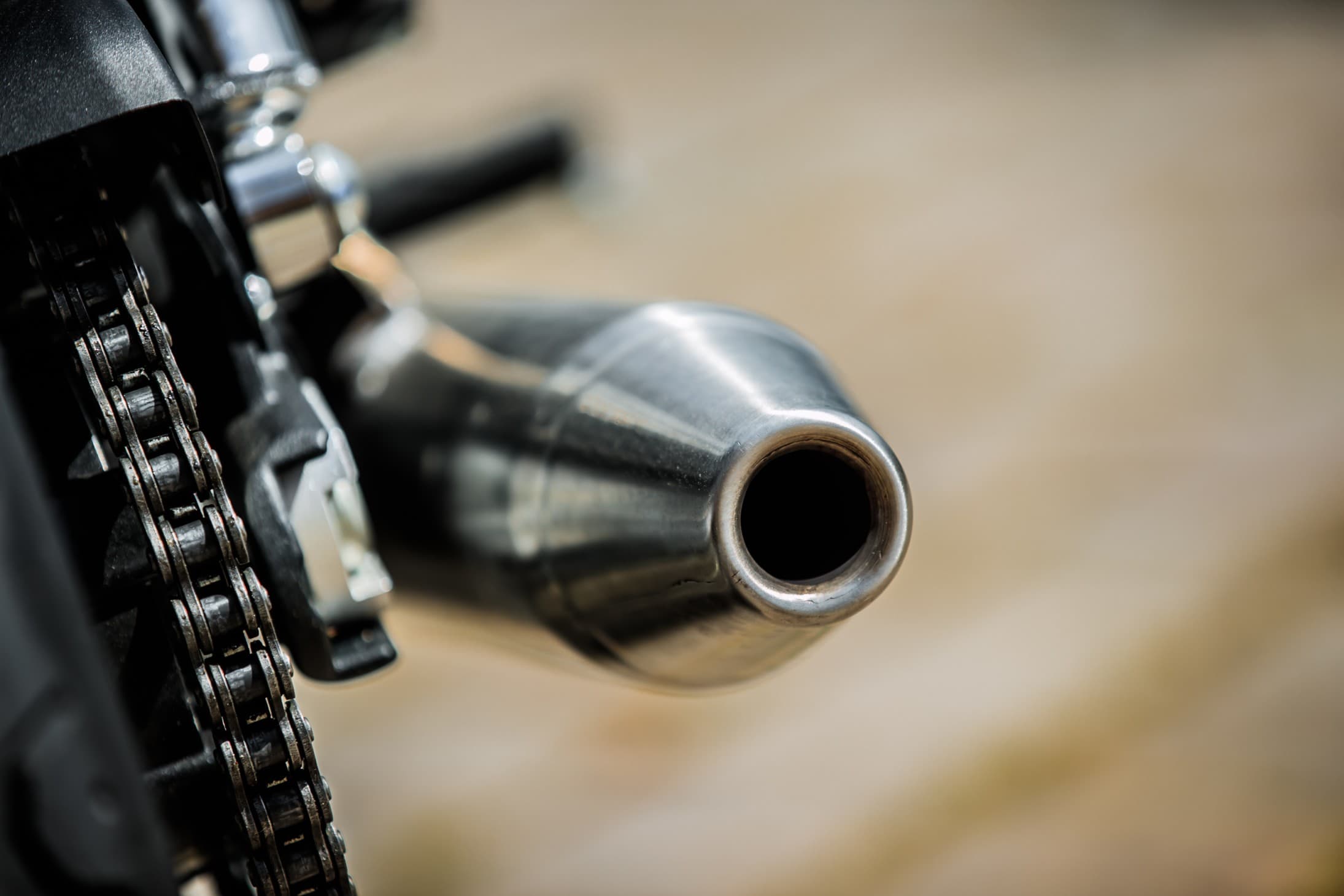 Close-up of the exhaust of a Brixton Cromwell 1200