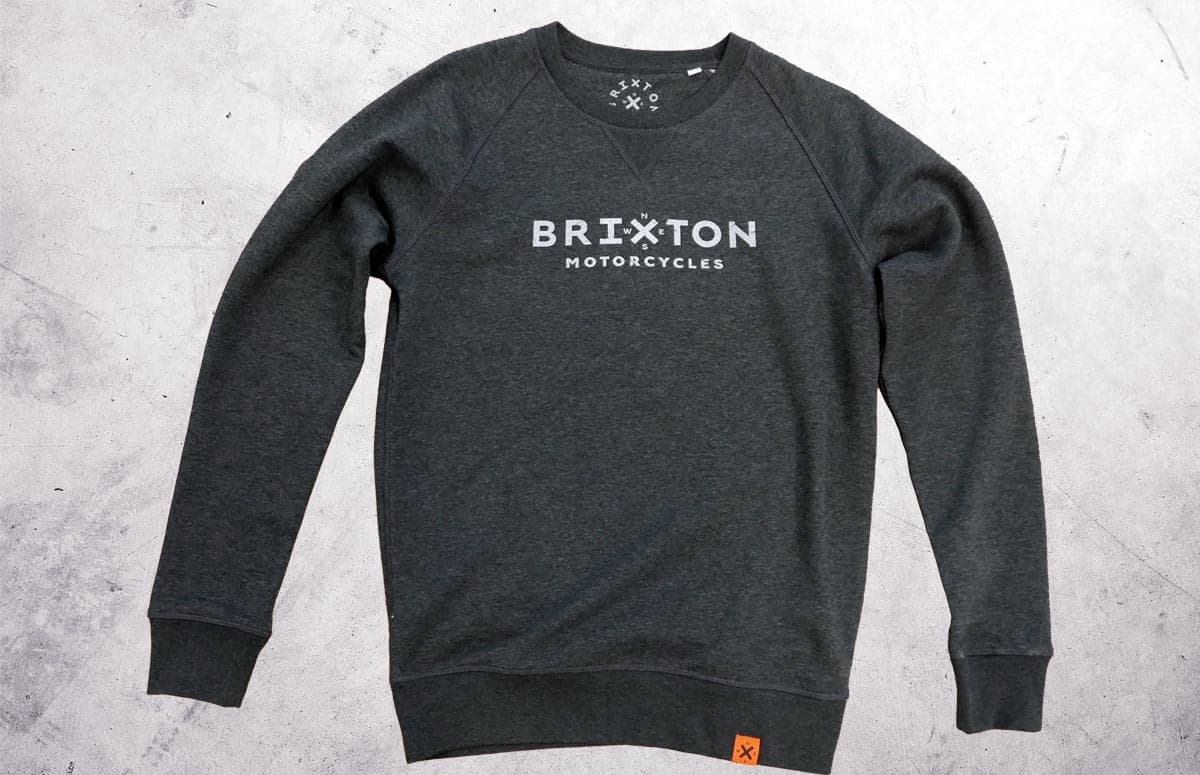Brixton Motorcycles Custom parts - sweatshirt grey with white logo print