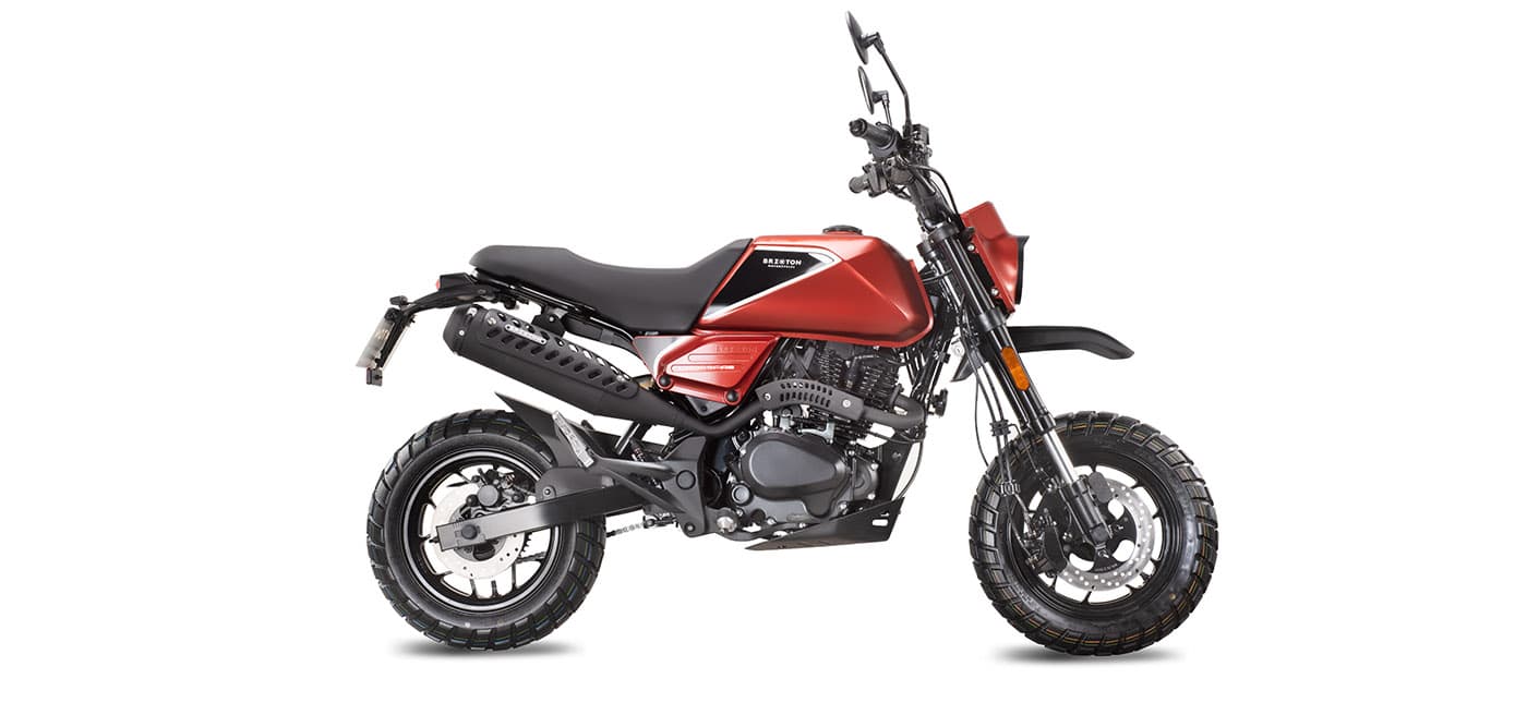 Brixton Crossfire 125 XS in Clockwork Orange on a white background