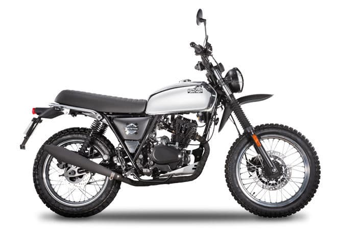 Brixton Felsberg 125 XC in Bullet Silver on a white background