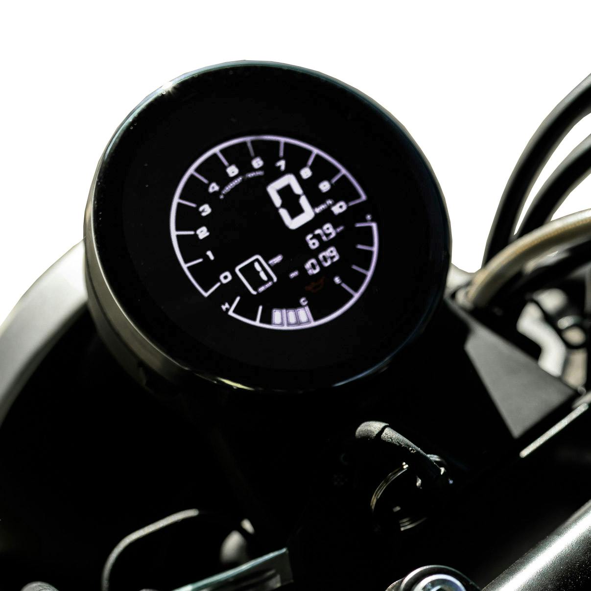 Brixton Crossfire 500 X close-up of the speedometer
