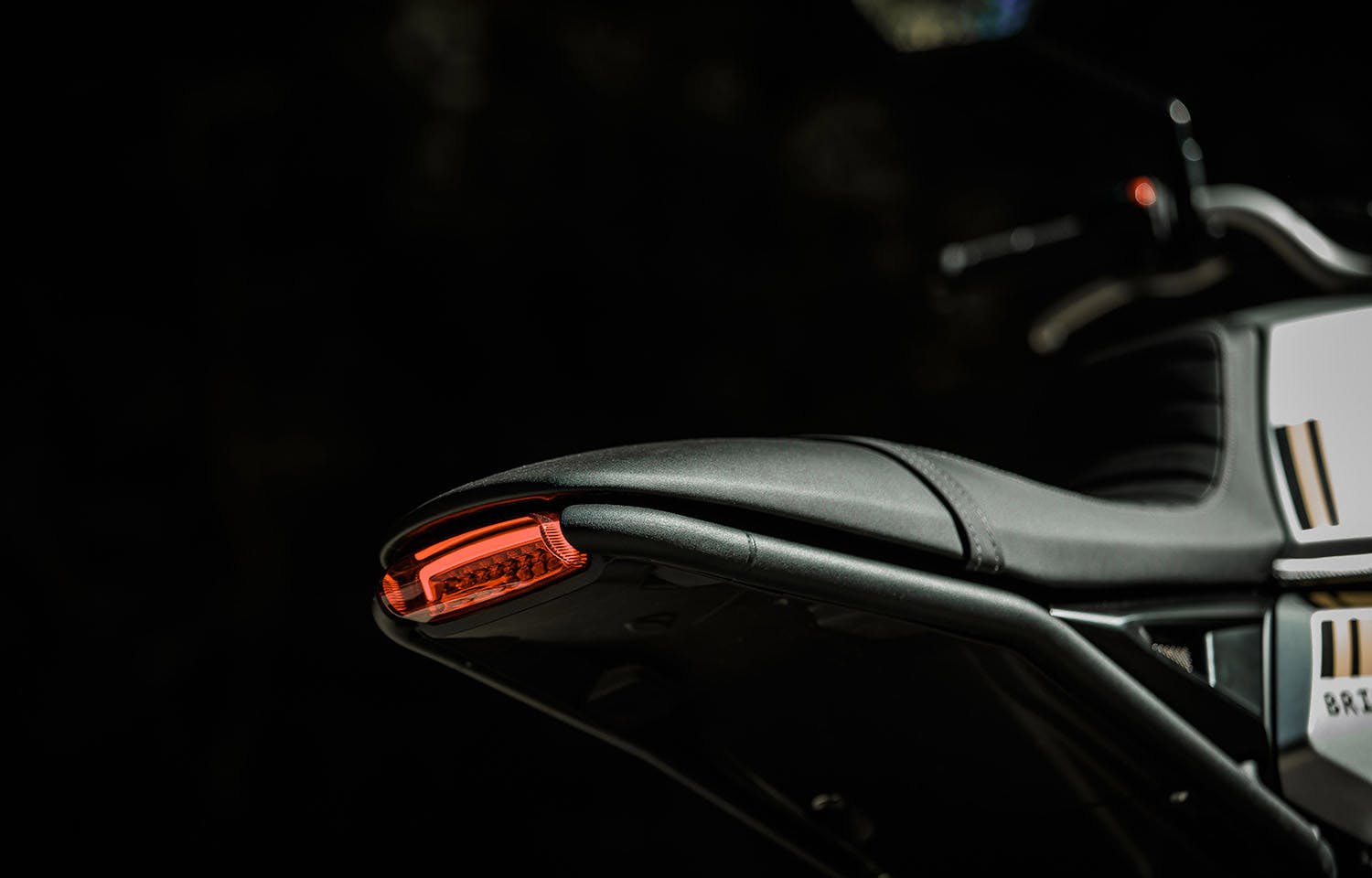 Close-up of the rear light of a Brixton Crossfire 500