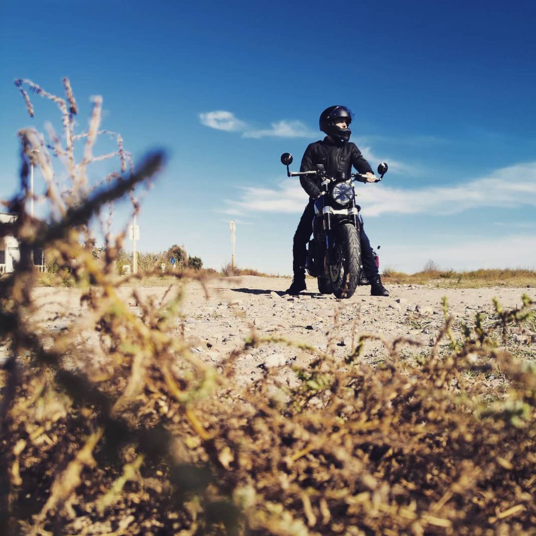 Rider of the Month Alejandro on his Crossfire 500 X parked on a field