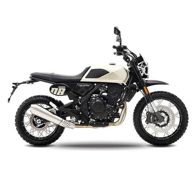 Brixton Motorcycles - Crossfire 500 XC in Desert Gold Matt on a white background